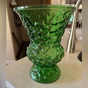 Green Textured Glass Vase
